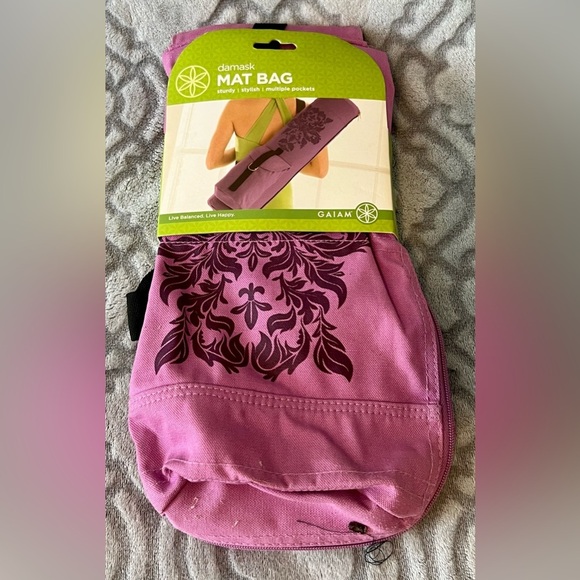 Gaiam Damask Yoga Mat Bag with Pockets – Pink/Purple - Picture 1 of 4